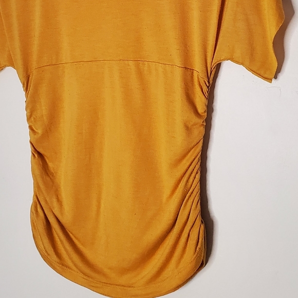 Golden Glam Yellow Side Ruched Feminine Top - Picture 11 of 11